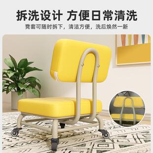 滑轮凳带万向轮带娃学步凳用家小懒人轮滑矮美缝椅子680靠背方凳