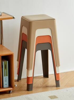 软凳子家用可叠放餐备用加厚塑料包凳高板凳大人结实客厅桌椅9738