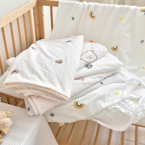 宝宝豆纯棉刺被套水成洗棉绣豆绒被套人加大被套幼儿园宝A宝盖被