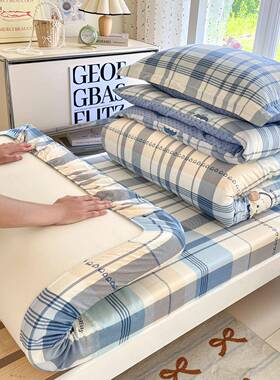 整学生宿舍全23388三件套一套被人子床垫纯棉单棉床单被套六件套