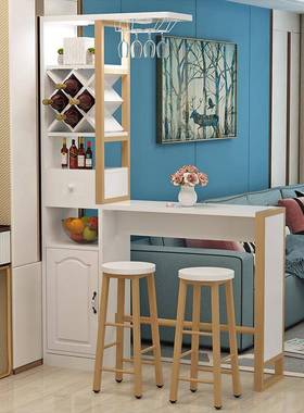 现代简吧约餐厅厅小户隔断42159酒柜小台隔断柜一体靠客墙吧台桌