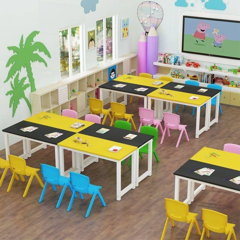 手工幼儿园彩课桌童椅画室绘色画桌子中小学生学儿习LPT桌子