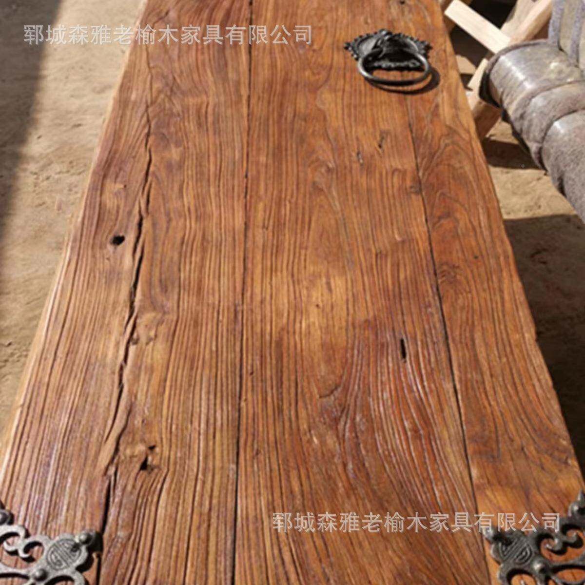 老古榆木桌子复怀旧风化怀茶旧原实FBZ木木台茶桌子老门板民俗桌