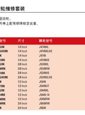 棘修轮扳手维修配件套装棘轮维套装J544PLTU9TRK现货