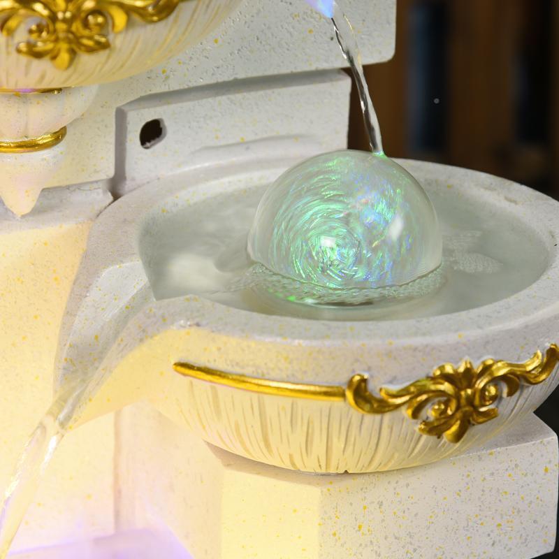 欧式流水喷饰5泉客厅电景柜鱼缸水加湿器装品风水轮招视财落地摆