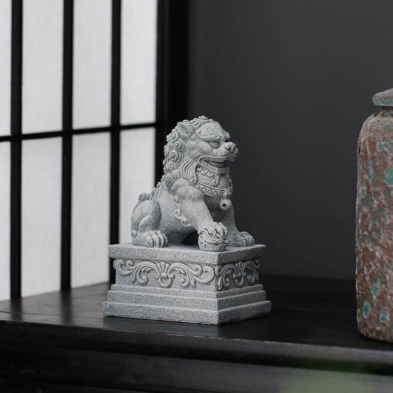 中式装石头石雕狮子一对青砂石中国风07102973创意缸鱼盆景造景饰,家居饰品,户外/庭院摆件,淘宝优惠券,粉丝福利购,淘宝优惠卷