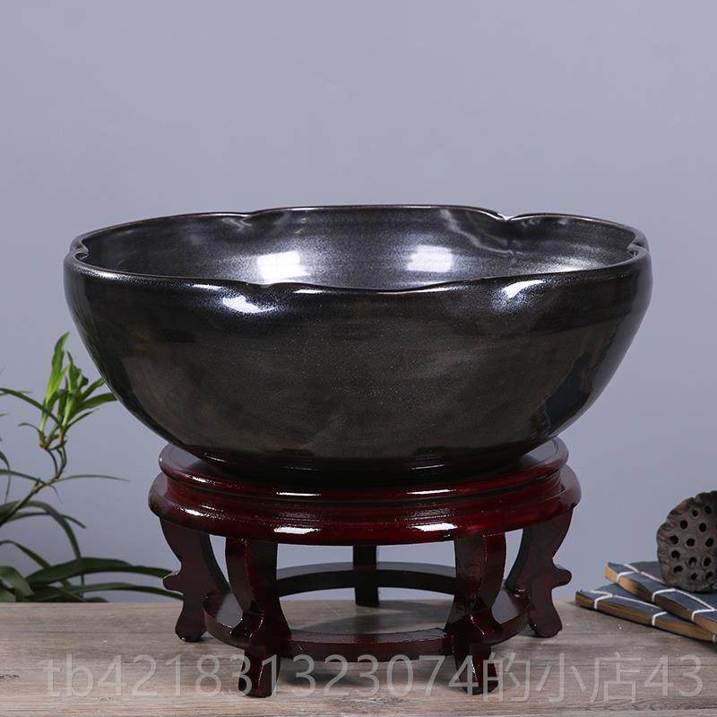 高档德景镇陶瓷金鱼缸养鱼水盆乌龟创荷花缸睡莲盆客厅装饰摆件意