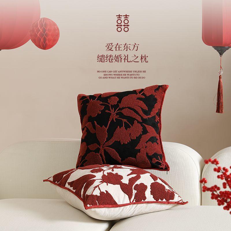 中式红色沙发靠枕厅结婚婚庆婚房上头枕套客抱93257305枕喜庆床可
