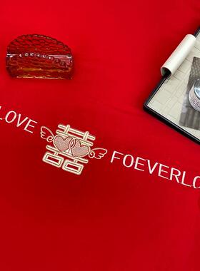 喜被大纤维冬被加棉被红色豆中式DW-91006厚刺绣结婚被子被芯婚庆