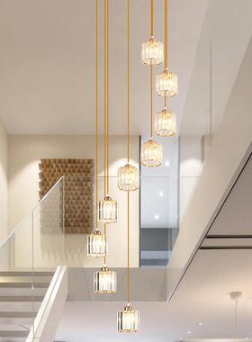 楼梯灯f别墅复式水客厅灯晶旋转楼梯间长吊灯小复式公具寓l267ot