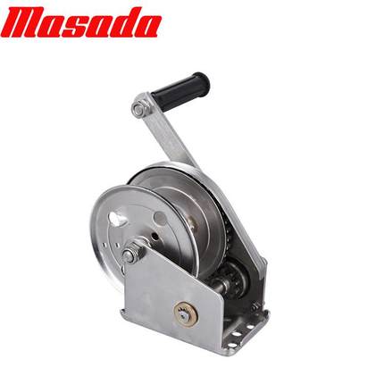 MASADA双向自锁手摇绞盘200磅26100磅带刹车04不3539锈钢动绞手盘