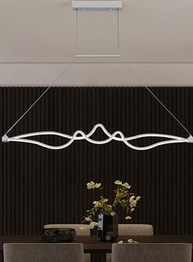 波浪灯新款餐厅灯LE吊D长条形办代公室吊灯简约现性创88040意个吧