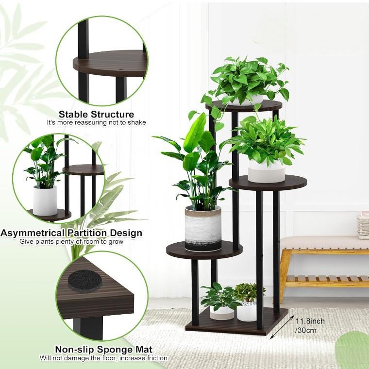 4示层木质高大物支架室内植金属VML植物架圆形花盆架展架