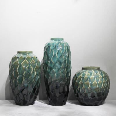 现代色窑变花瓶餐桌样装板客厅玄关酒店绿CET软饰房品陶瓷花器