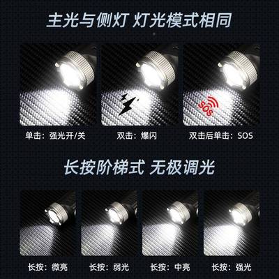 多H-F301X功能角迷你手电筒强磁手电爆亮充电手便携户电外拐工作