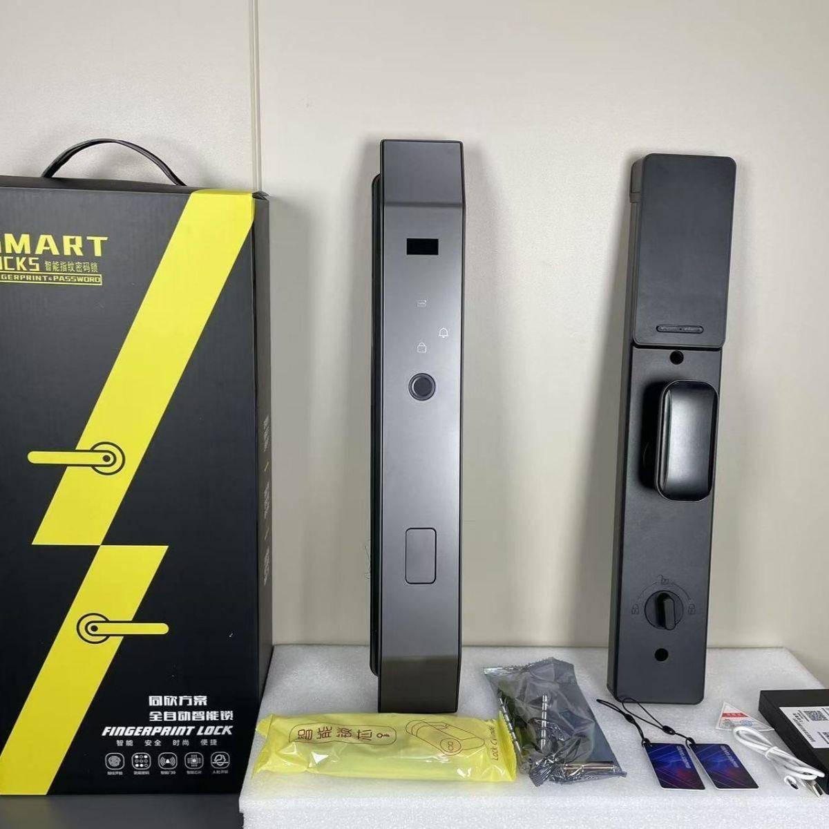 ?握自指纹锁防盗门密宿码锁K2家用电子锁刷卡民出租半动一开智能