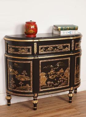 中式复10767古彩绘储玄关柜餐实木装中饰隔断边柜边柜国风黑色物