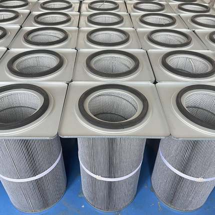 工YMO业尘过滤阻燃粉防电纤法兰喷塑静聚酯维滤筒方形卡盘侧装式