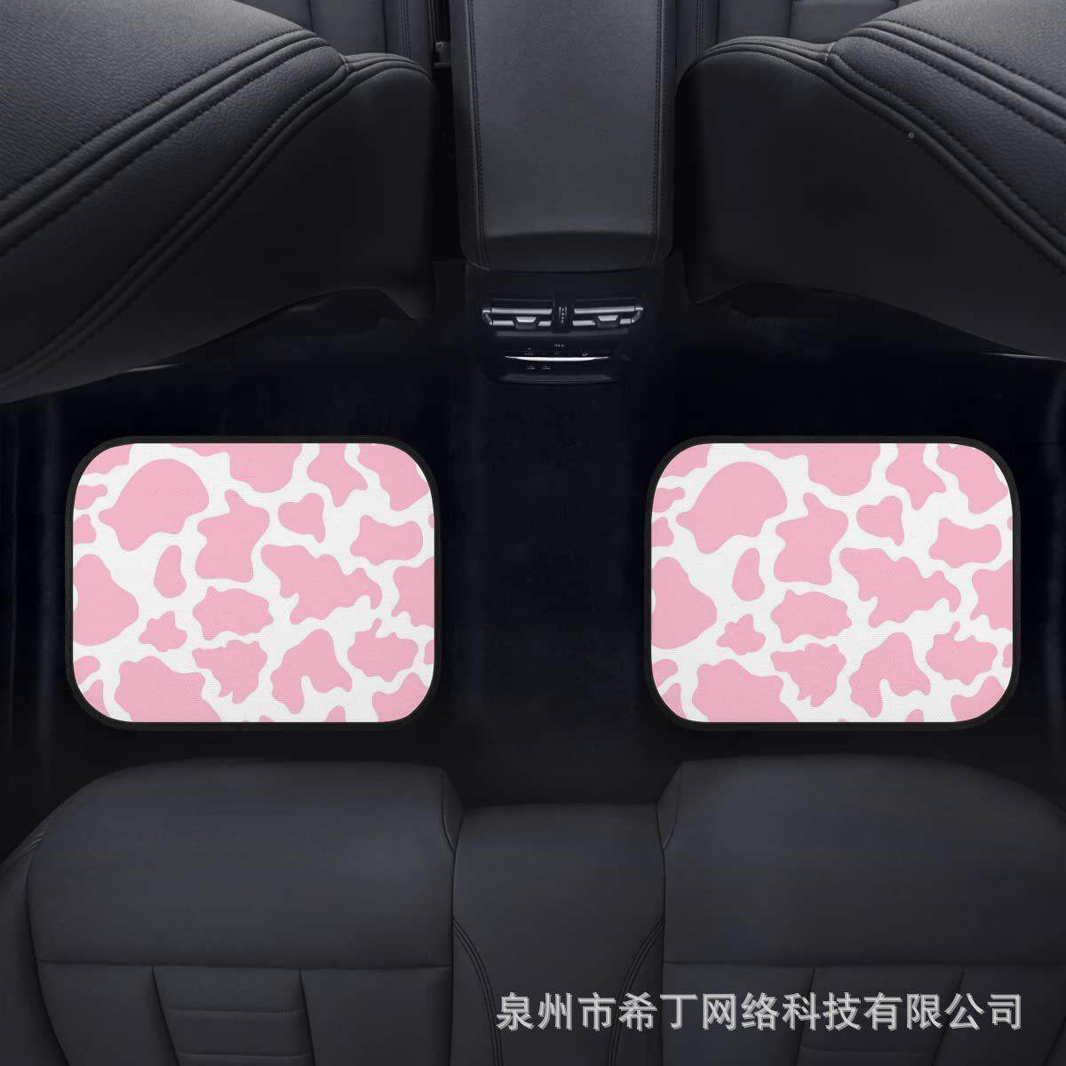 粉色脚白牛花汽车印垫防滑自动前后地板地耐TPZ用内饰配件潮流毯