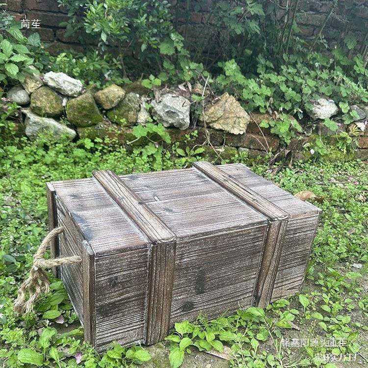 复收纳1箱餐装饰厅橱窗摆件拍摄道具园艺盖工具杂古物整理箱带木