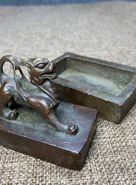 古玩貔铜印章仿古合金铜印章汉安元60910年月三貅摆套印印章收藏