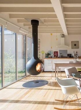 圆悬挂式壁取炉仿真火家用燃木民柴吊顶形圆形异形装暖别墅宿883