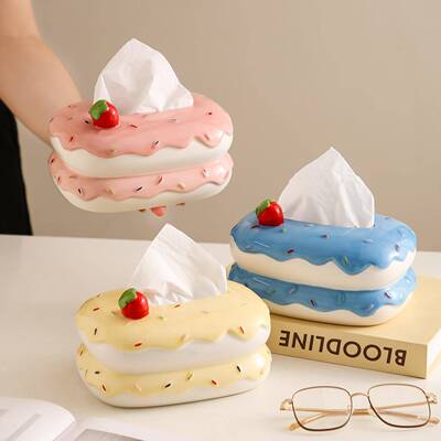 奶油风蛋糕陶瓷可纸巾盒趣创意卡通客厅桌面爱味餐巾纳纸收EWT抽