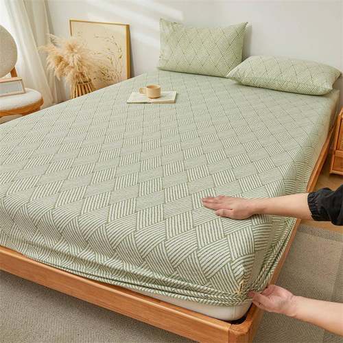 新款舒全棉纯老粗布印花床单床笠不闷床垫罩枕套92130968棉两件套