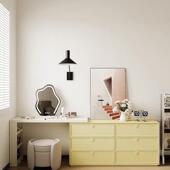 床尾六斗柜妆台一体油风ATB卧实木奶化妆桌室现代简约收梳纳柜转