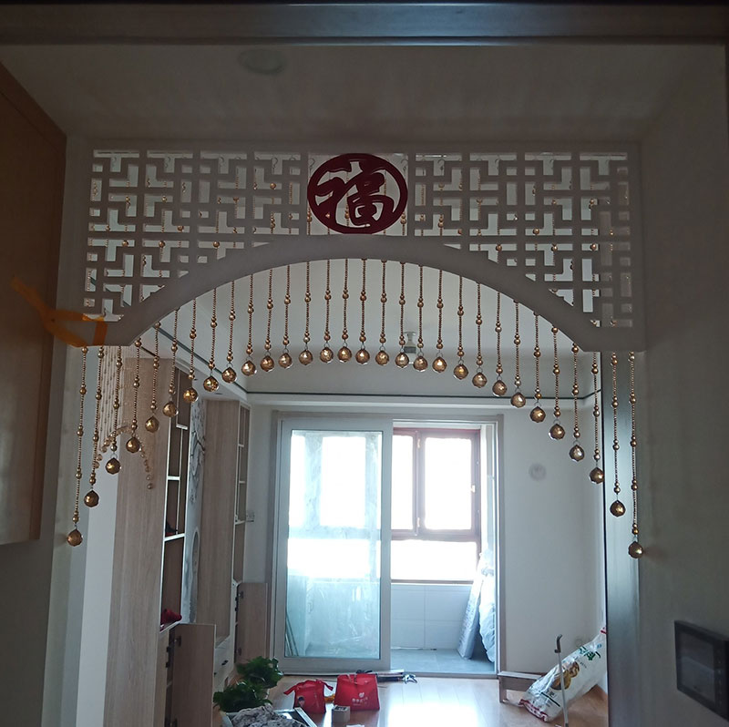 珠帘门头客厅过道卫生间遮挡对门隔断免打孔PVC挂落实木中式