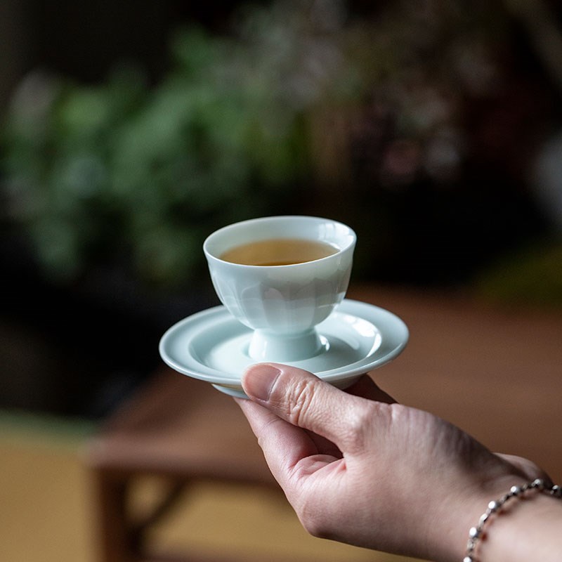手工陶瓷影青杯垫杯托中式家用茶托功夫茶具茶道配件茶杯垫隔热垫