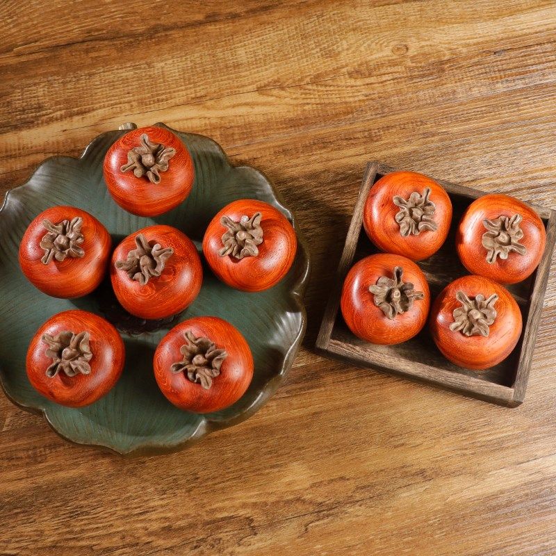 花梨木事事如意柿子木质雕刻手把件文玩汽车茶桌客厅摆件送礼饰品