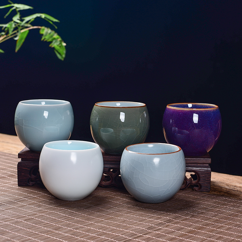 官哥汝定钧窑陶瓷功夫小茶杯家用茶碗品茗杯单茶具斗笠主人茶盏