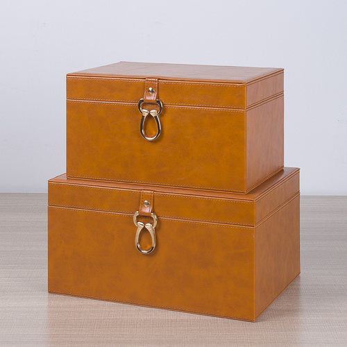 皮革收纳箱宫廷风皮箱子复古衣帽间衣柜储物创意内衣盒绿色礼品盒