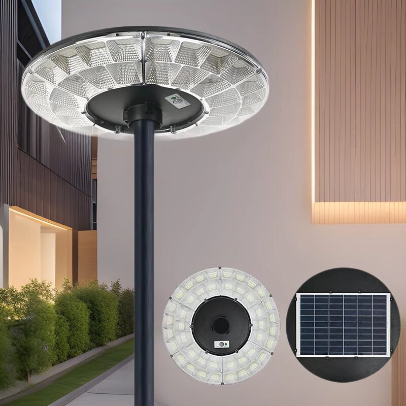 跨境太阳能庭院灯一体化感应圆形UFO雷达飞碟灯家用景区人体感应