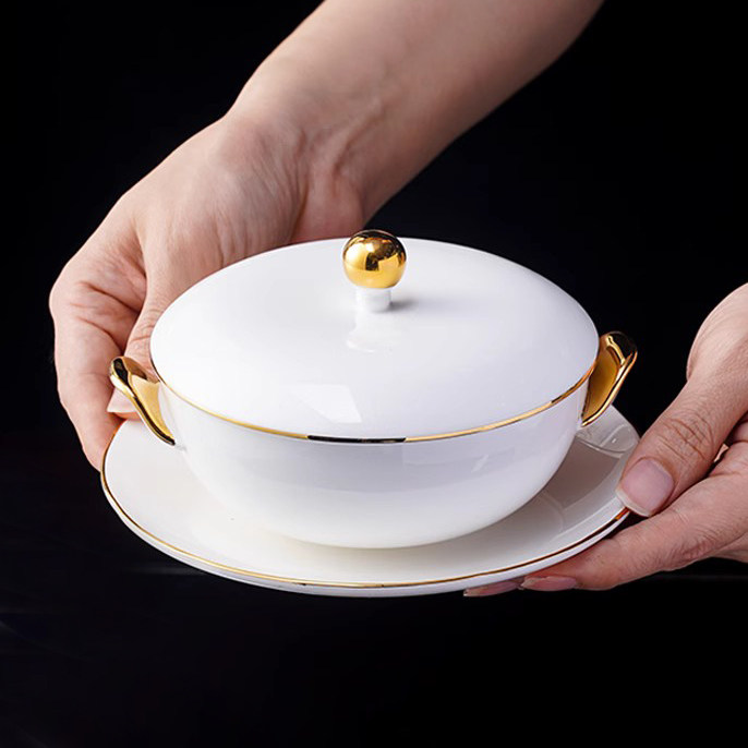 酒店描金陶瓷燕窝炖盅隔水带盖内胆骨瓷甜品盅家用小炖罐汤盅,厨房/烹饪用具,炖锅/炖煲/汤煲,淘宝优惠券,粉丝福利购,淘宝优惠卷