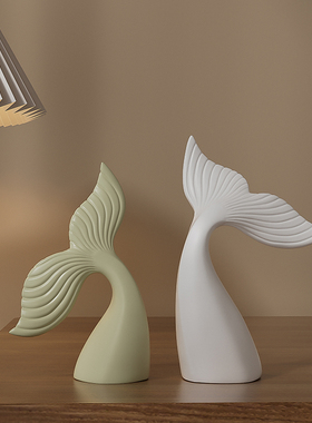 高级感抽象鱼尾艺术摆件小众家居创意姹寂风客厅书房酒柜装饰品