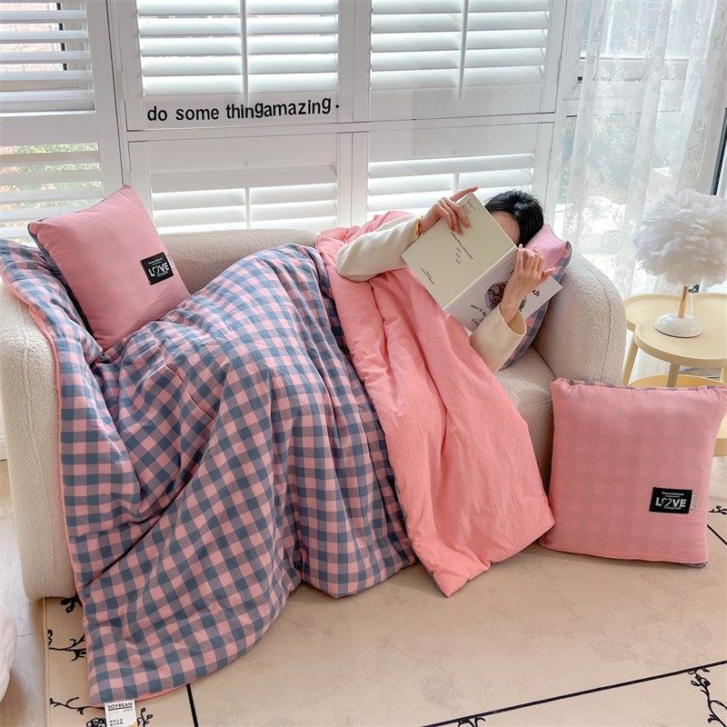 全棉抱枕被子两用二合一午休加厚汽车折叠枕头办公室午睡毯子靠枕,居家布艺,抱枕被,淘宝优惠券,粉丝福利购,淘宝优惠卷