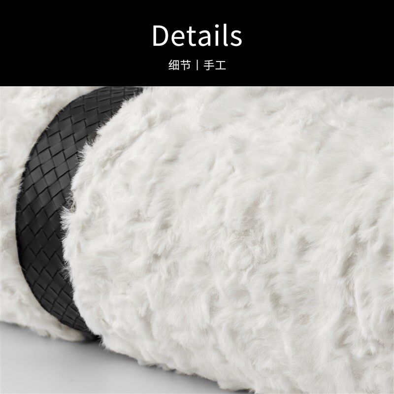 柏洛斯长条圆形毛绒沙发靠枕客厅圆柱抱枕套含芯卧室床头腰靠背垫