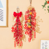 乔迁之喜新居新房子金边陶瓷花瓶仿真红果办公室入户玄关装 饰挂件