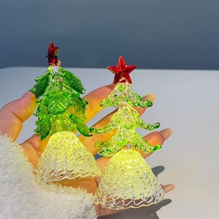 圣诞节装饰品琉璃圣诞树小夜灯创意发光装饰摆件圣诞节氛围感布置