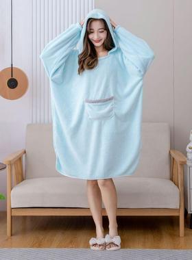 带nnN823if帽袍成洗澡浴巾家用吸水人干宽松大号可穿浴速衣女加浴