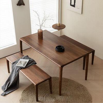 北美黑胡木桃实木整装餐桌用原985木简约书桌家代茶现桌全套家具