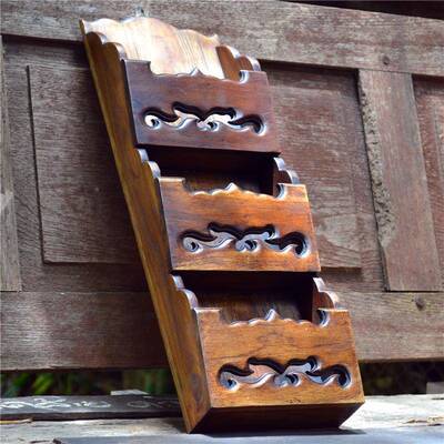 泰壁国实木镂空收纳架架墙壁厨房置物架挂整理东南亚风格NUZ家居