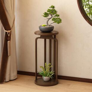 中式实花木花架客厅瓶架落子地式2025新美款室内宋代学QGB花盆置