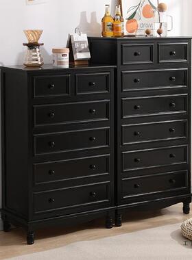 柜实木美式斗简约室收储纳物靠墙小柜子RIZ卧客厅抽屉边柜置物柜