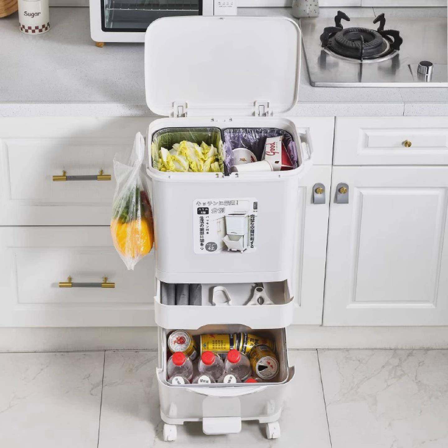 厨房垃圾桶家层用类带盖子按压大容量Fhzhmmwu双厨纳余收乾湿分离,家庭/个人清洁工具,垃圾桶,淘宝优惠券,粉丝福利购,淘宝优惠卷