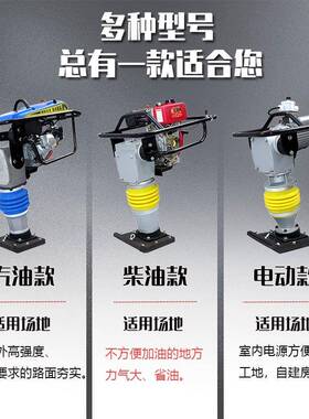 电动冲击夯220v油汽油打夯机地基路面小型夯土机振地动柴夯FKG实