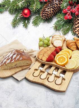 竹制异性猫爪盘切菜起砧板奶司砧板四件ZHT12146套厨房芝士酪工具