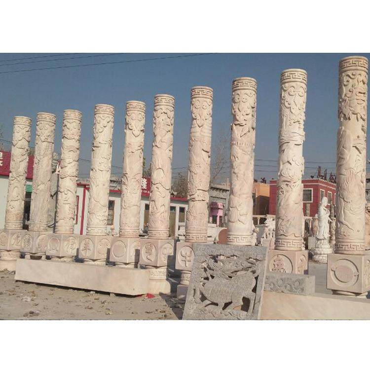 园林景石雕圆柱户石无品牌/头观方柱制作价格外景雕区浮柱子图片